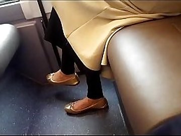 Flashing feet in bus