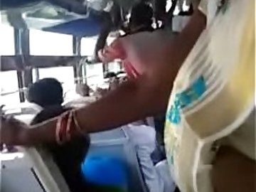 Girl showing her navel in bus part 1
