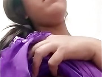 Indian College Girl playing with Boobs