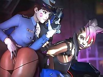 Officer D.VA X Sombra Overwatch animation older