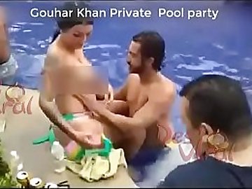 Indian Actress Gouhar Khan Private Pool party