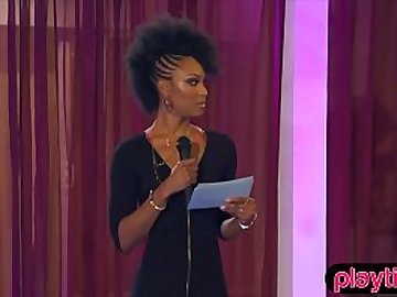 Ebony fashion designer chick having an after party fuck