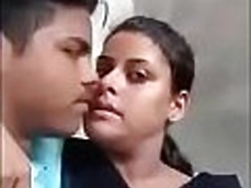 Indian school girl outdoor kissing