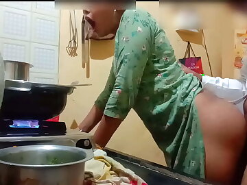 Big ass Indian sexy wife got fucked while cooking in kitchen